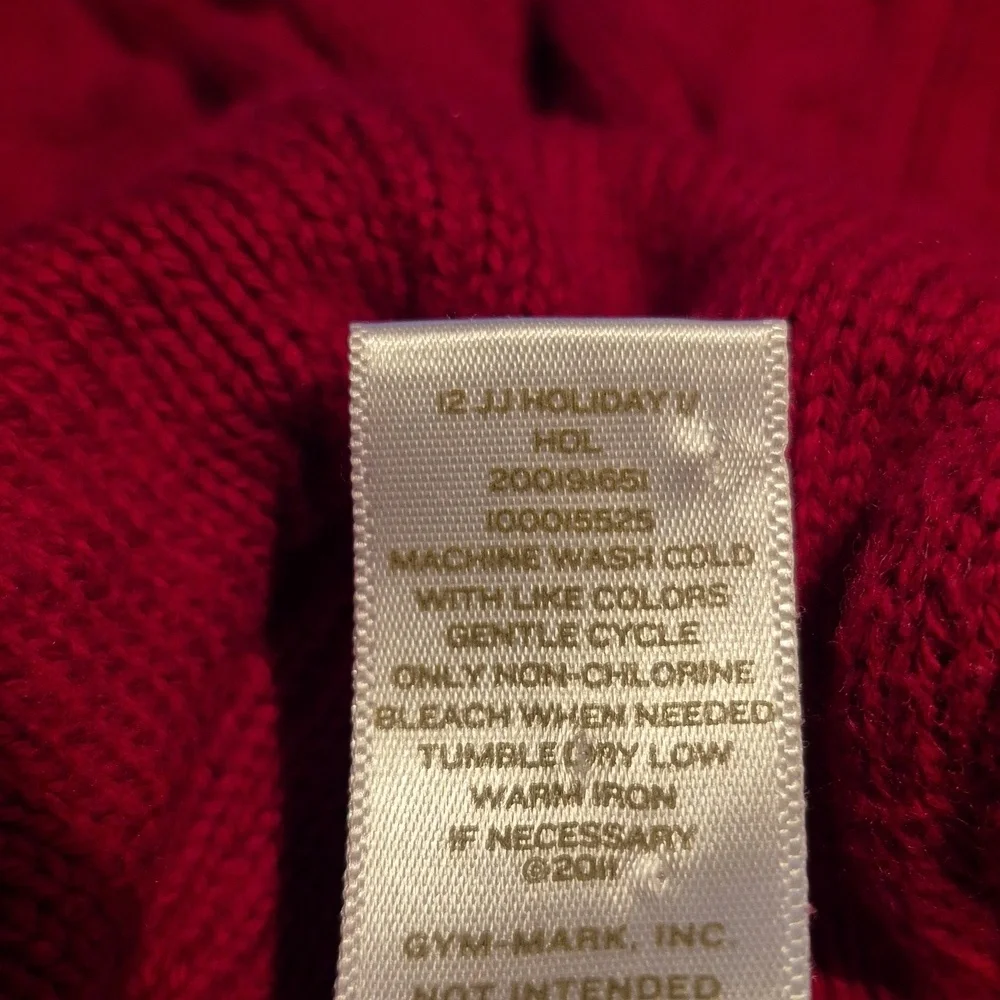 Janie and Jack boys 6-12 months cable knit cardigan deep red EUC - Picture 5 of 5